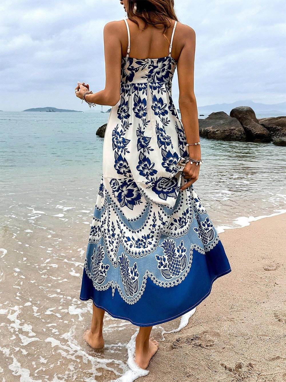 Vestido midi estampado de flores Ethnic