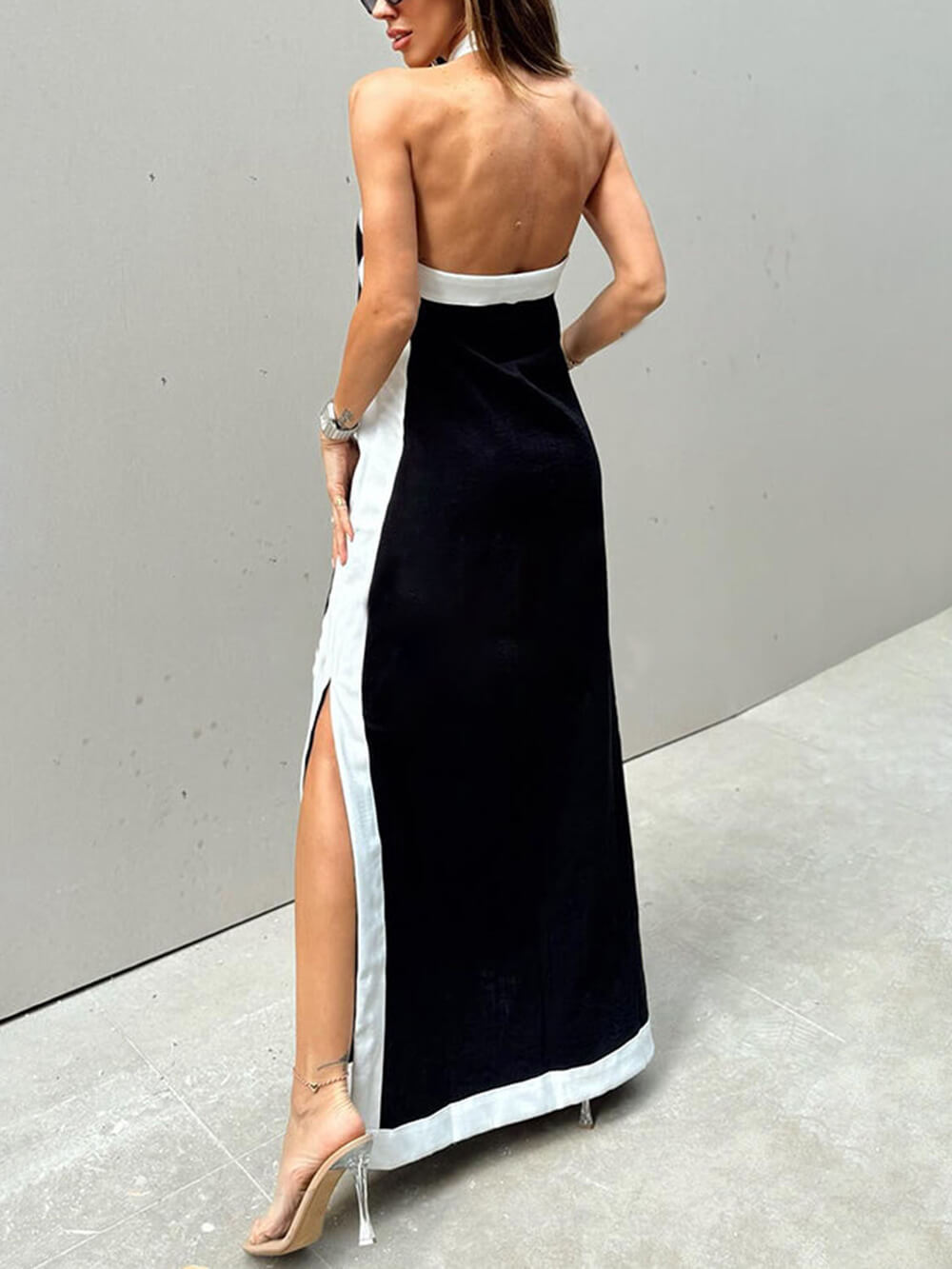 Vestido largo con cuello halter