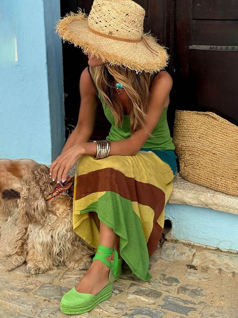 Vestido largo estampado con espalda descubierta Unique Color