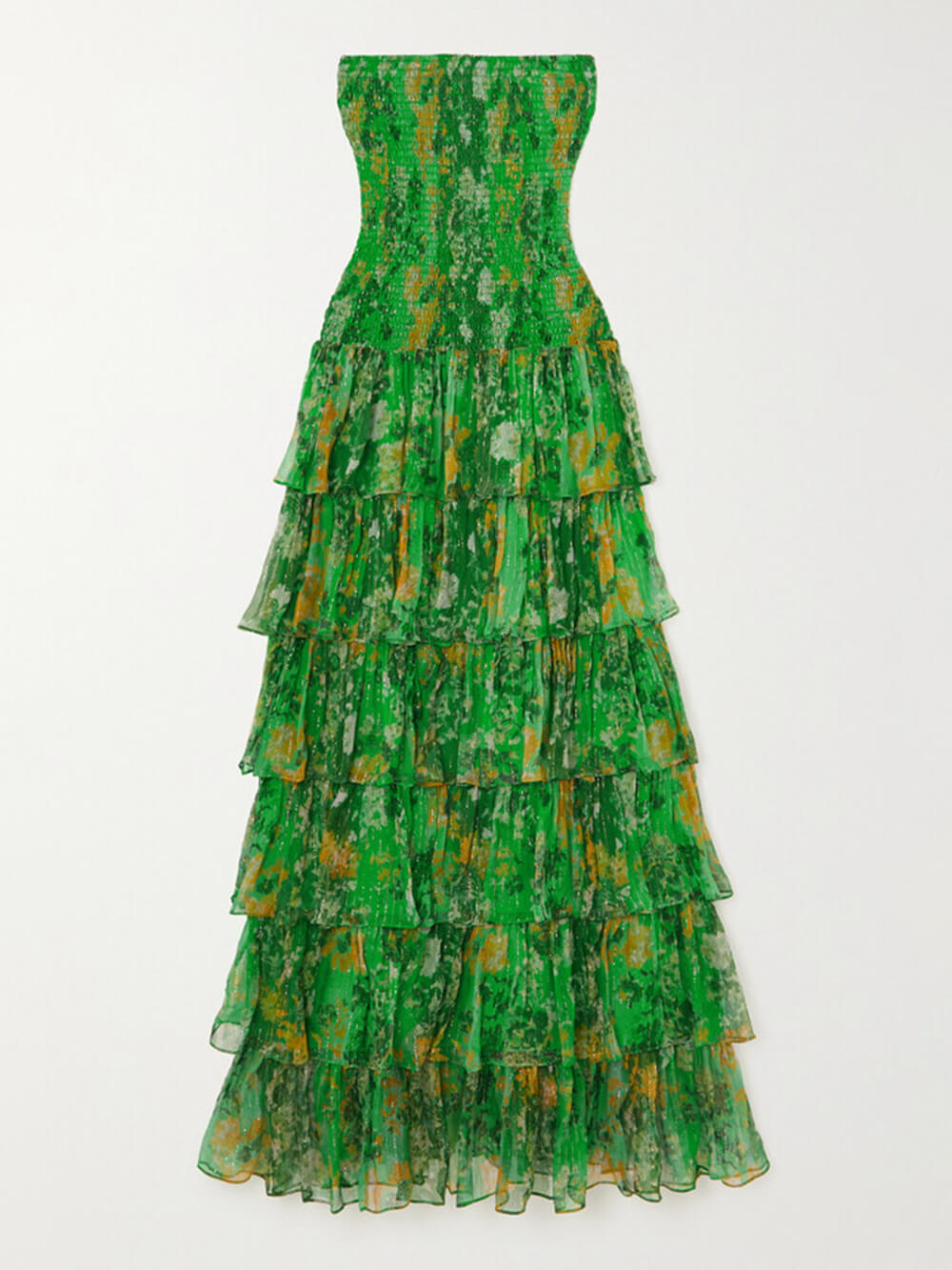 Vestido largo estampado de flores Strapless Layered