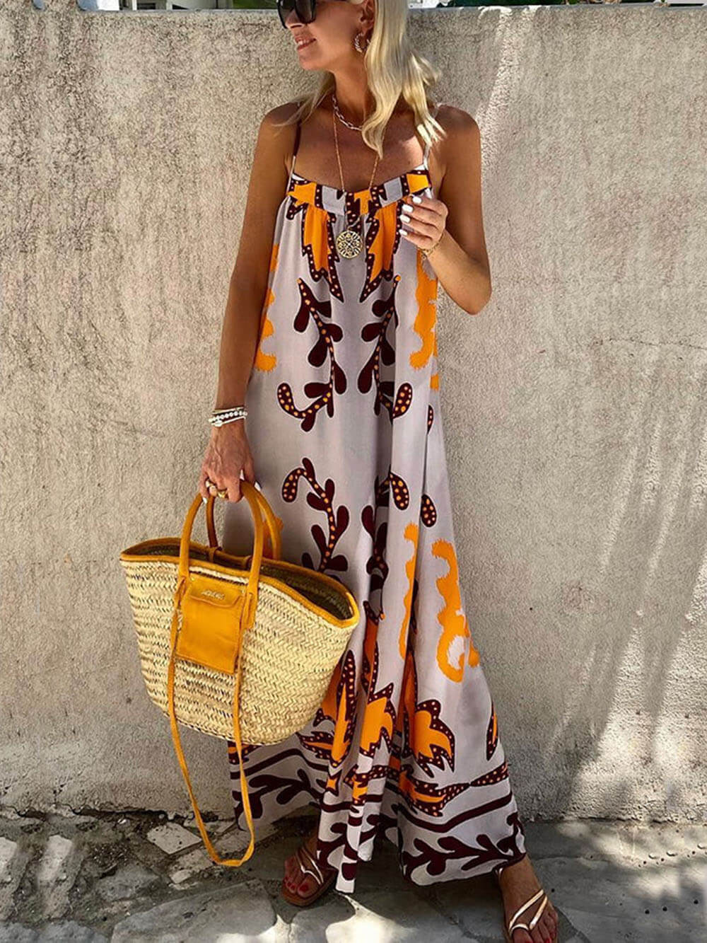 Vestido largo estampado Loose Ethnic