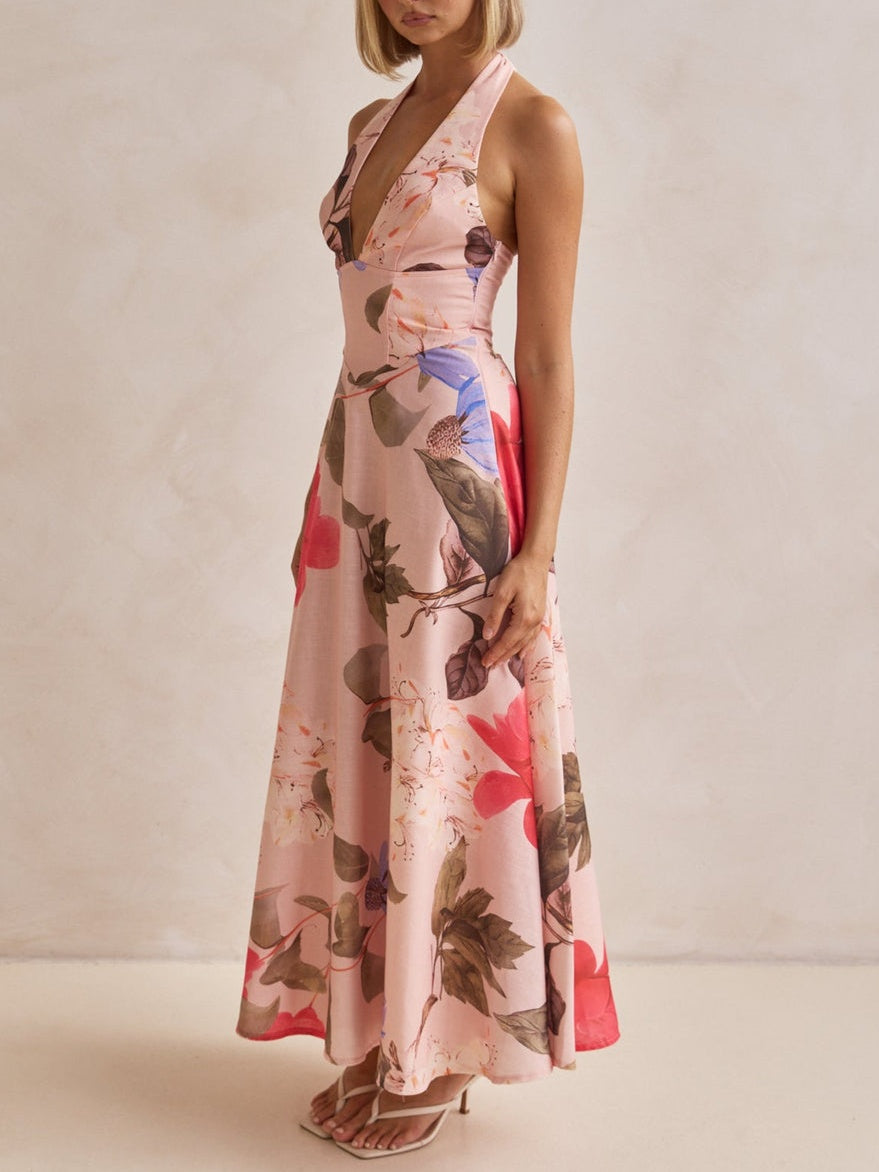 Vestido largo Plunging V-neckline