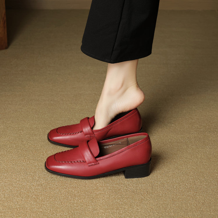 Mocasines de piel Elsie Square-toe