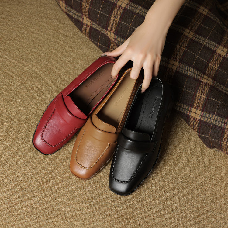 Mocasines de piel Elsie Square-toe