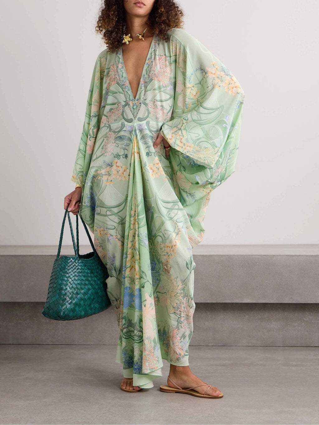 Vestido midi oversize de flores Unique