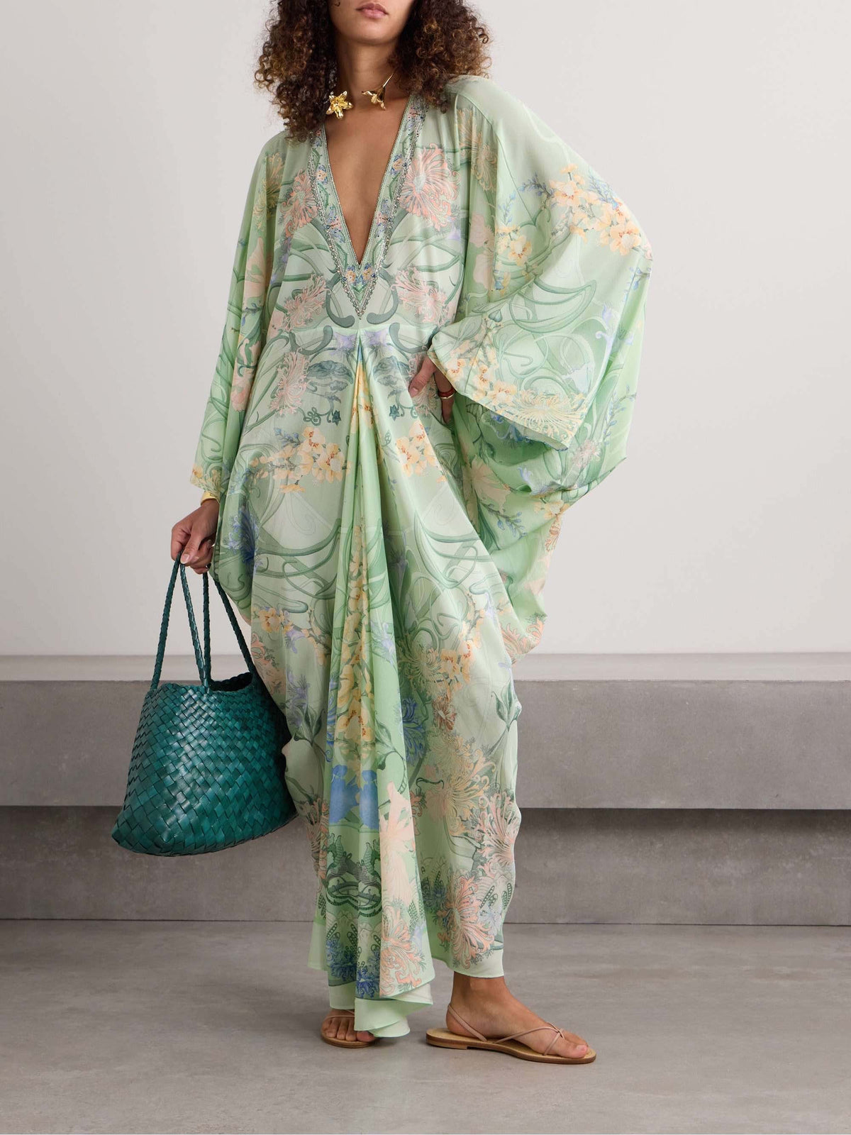 Vestido midi oversize de flores Unique